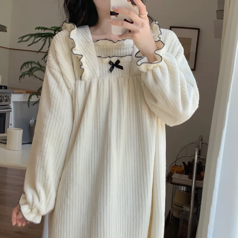 Ta Yan Winter Nightgown Women's Apricot-6