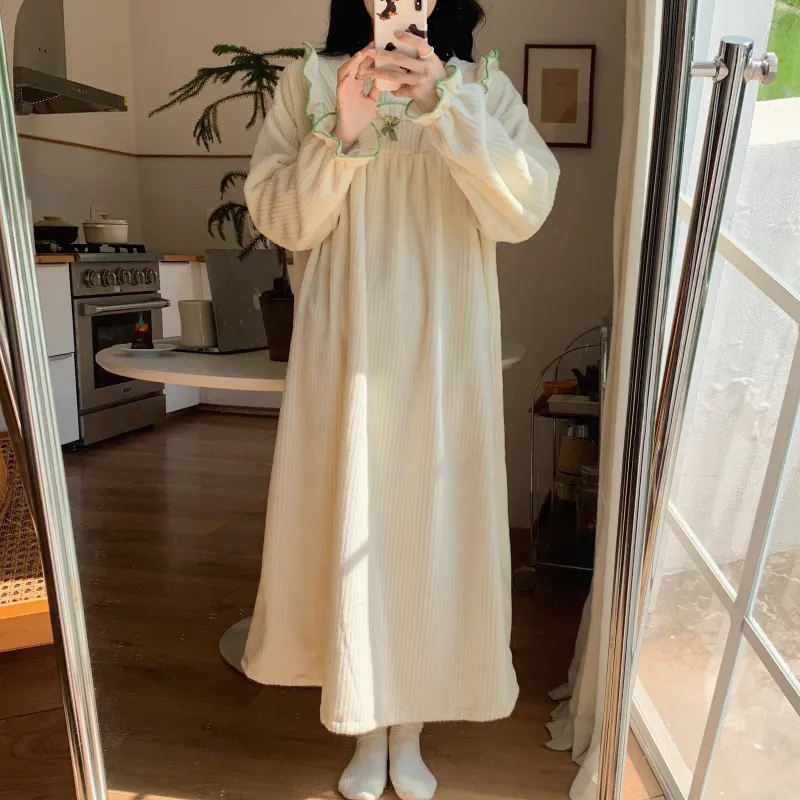 Ta Yan Winter Nightgown Women's Apricot-4