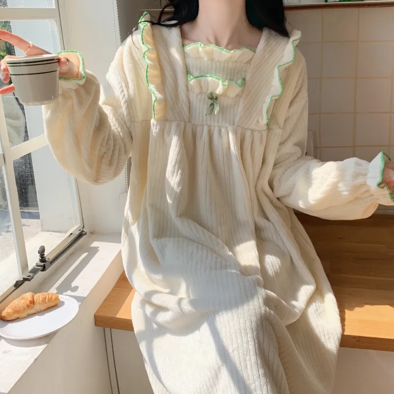 Ta Yan Winter Nightgown Women's Apricot-3