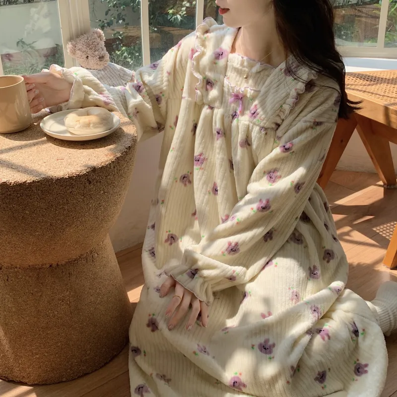 Ta Yan Winter Nightgown Women's Apricot-4