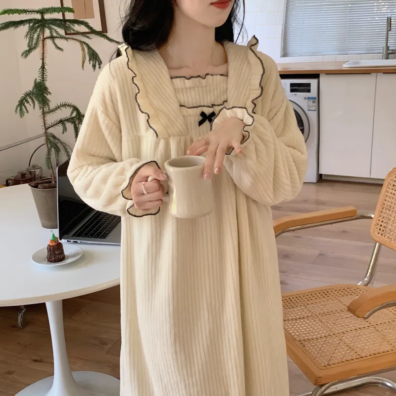 Ta Yan Winter Nightgown Women's Apricot-4