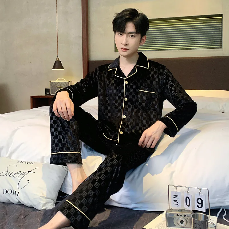 Ta Yan Winter Pajama Set Men's Black-3