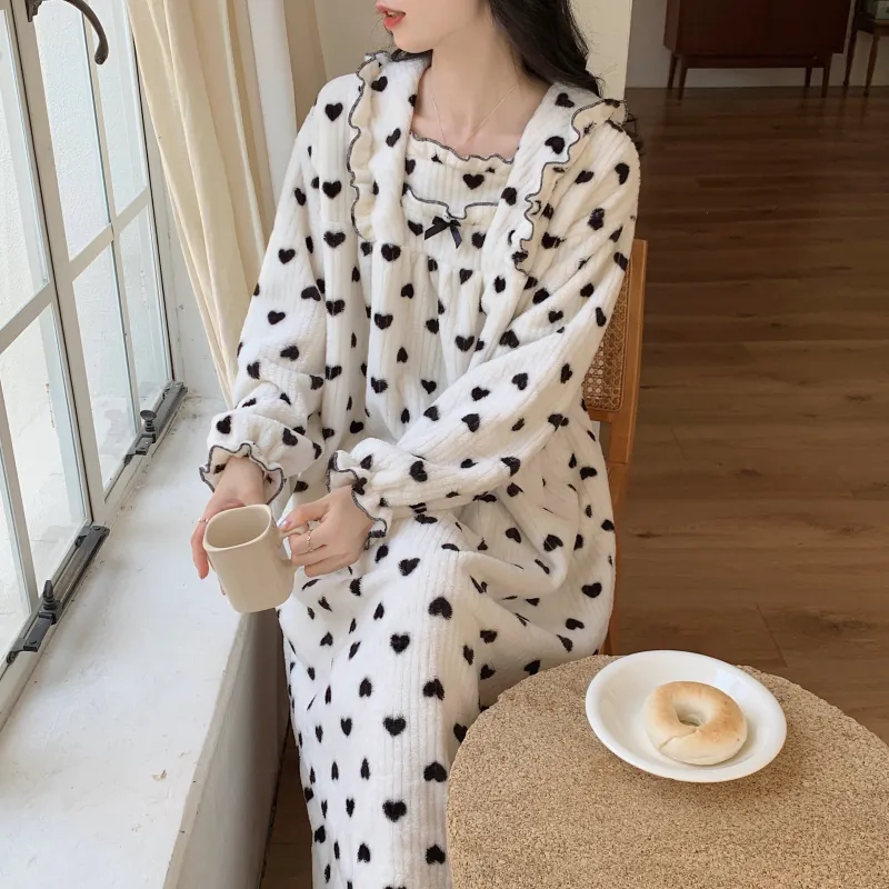 Ta Yan Winter Nightgown Women's Black-4