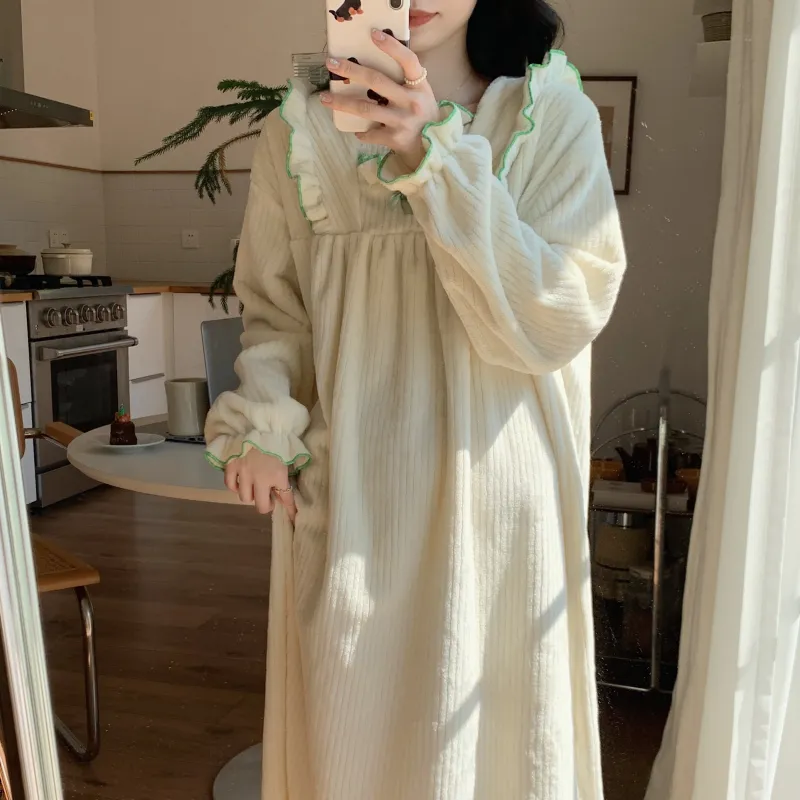 Ta Yan Winter Nightgown Women's Apricot-5