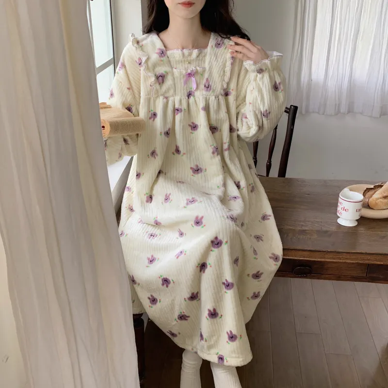 Ta Yan Winter Nightgown Women's Apricot-2