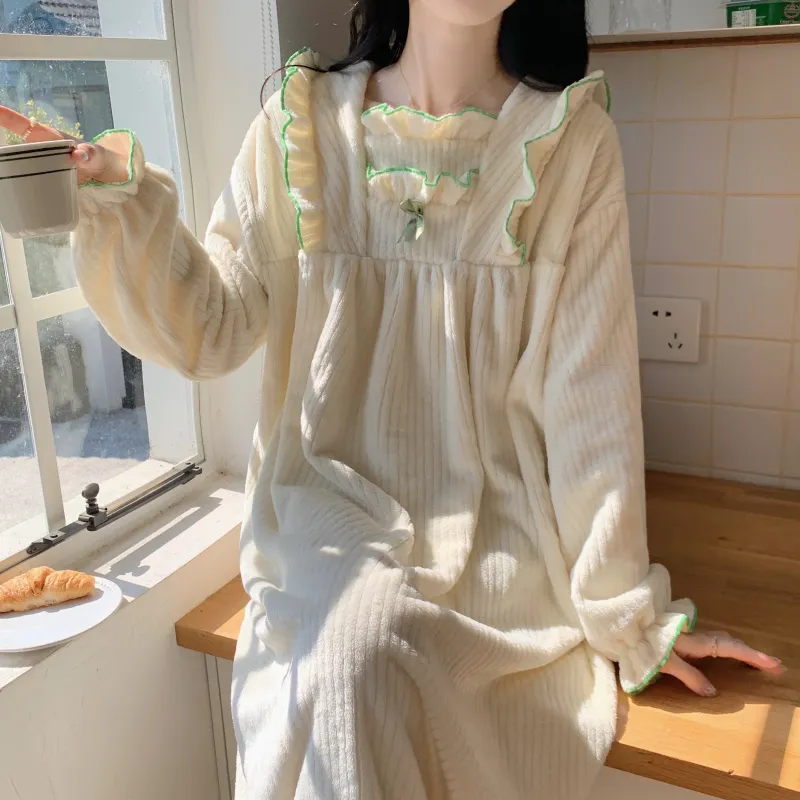 Ta Yan Winter Nightgown Women's Apricot-2