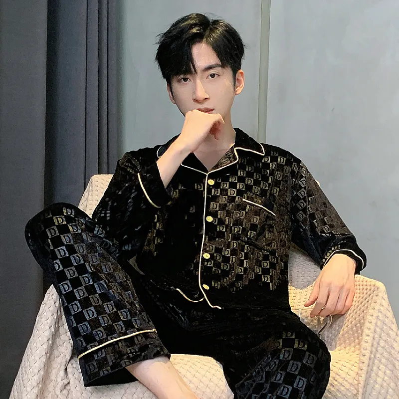 Ta Yan Winter Pajama Set Men's Black-2