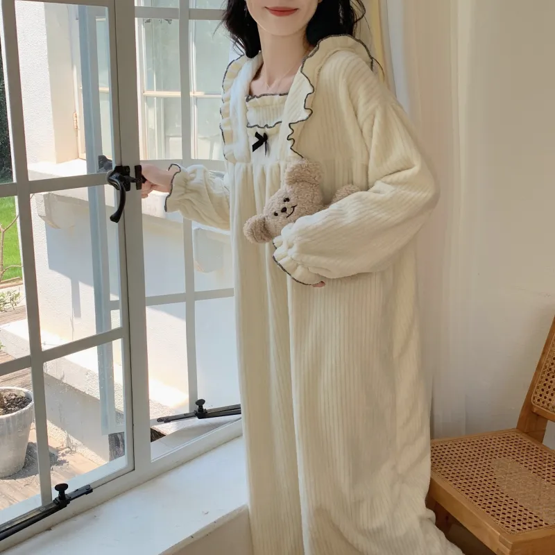 Ta Yan Winter Nightgown Women's Apricot-2