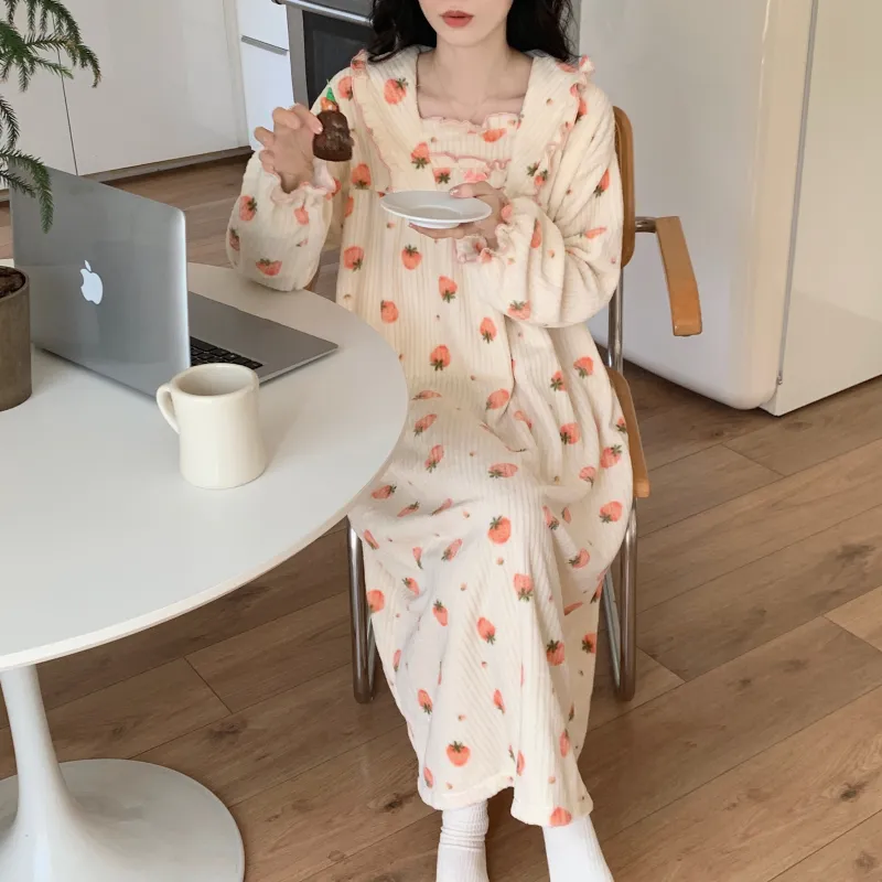 Ta Yan Winter Nightgown Women's Apricot-2