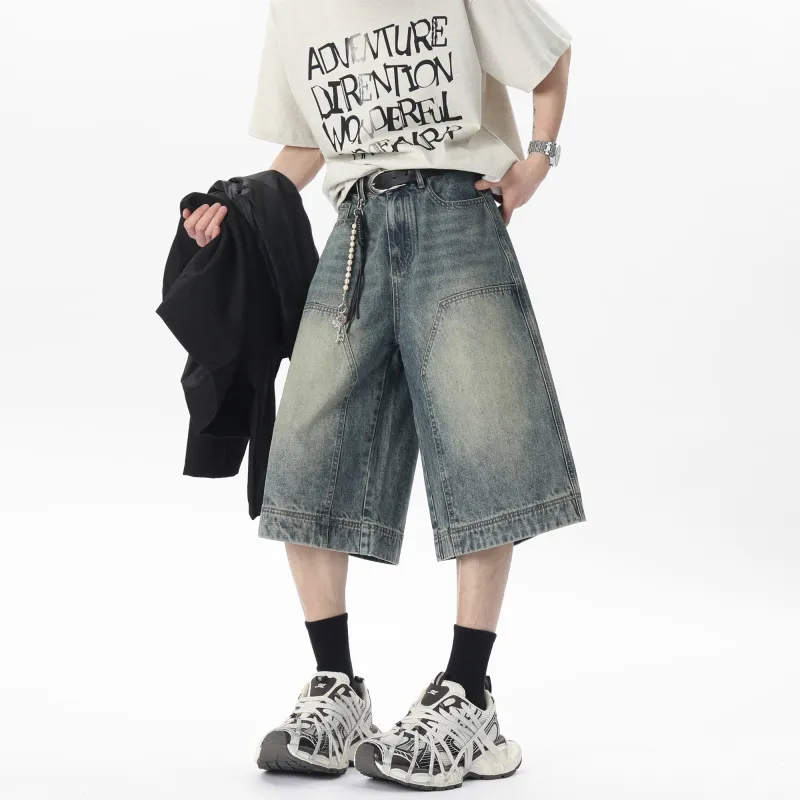 DUNHUANG ART INSTITUTE Denim Shorts Unisex Nostalgic Blue-3