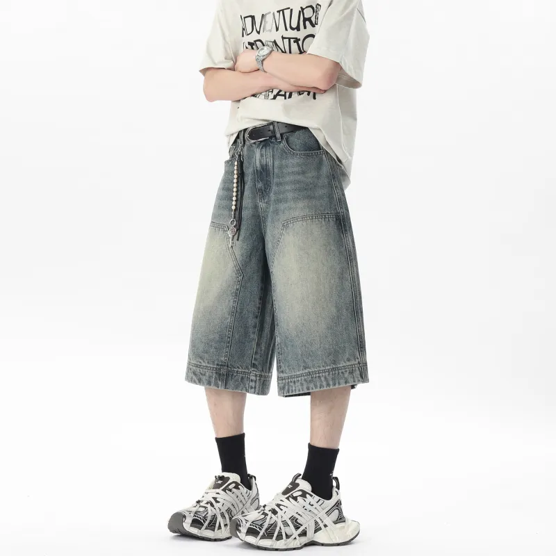 DUNHUANG ART INSTITUTE Denim Shorts Unisex Nostalgic Blue-4