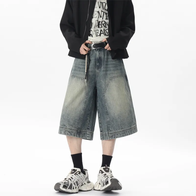 DUNHUANG ART INSTITUTE Denim Shorts Unisex Nostalgic Blue-2