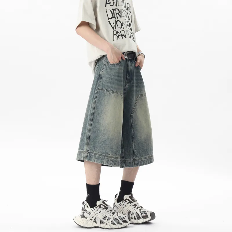 DUNHUANG ART INSTITUTE Denim Shorts Unisex Nostalgic Blue-6