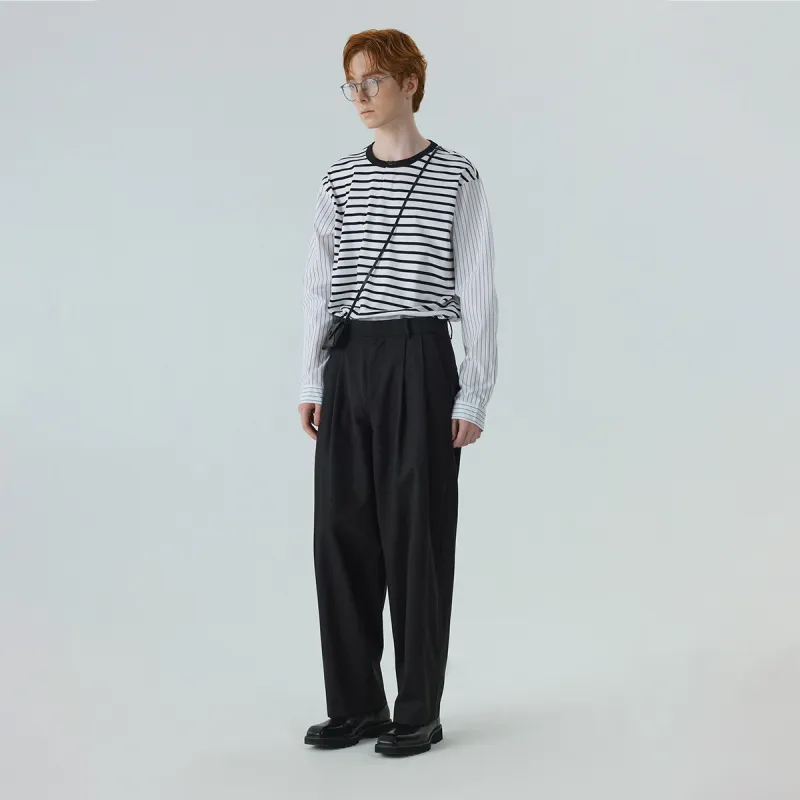 TOKUHON T Shirts Men Black White Stripes-4