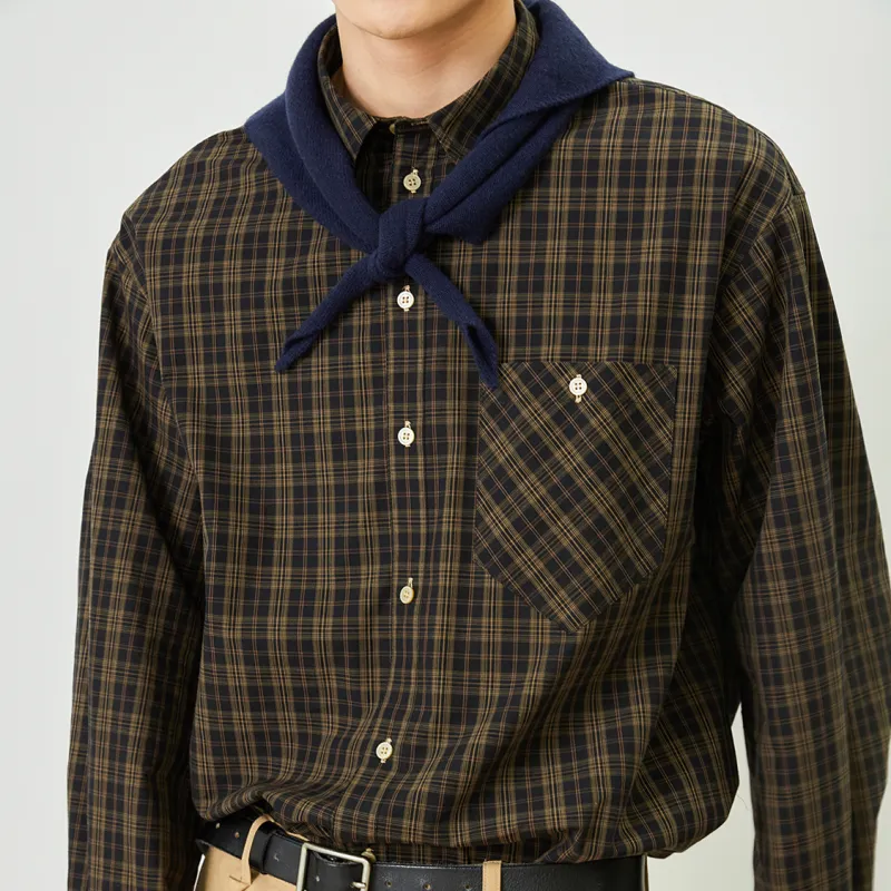 TOKUHON Shirts Men Black Plaid-5