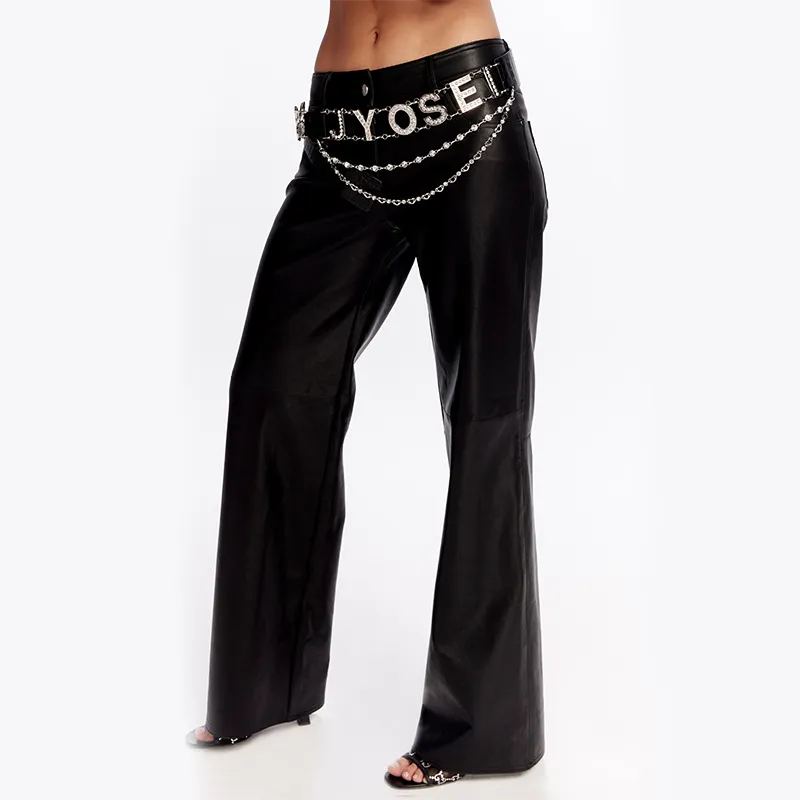 JYOSEI Leather Pants Women's Black-4