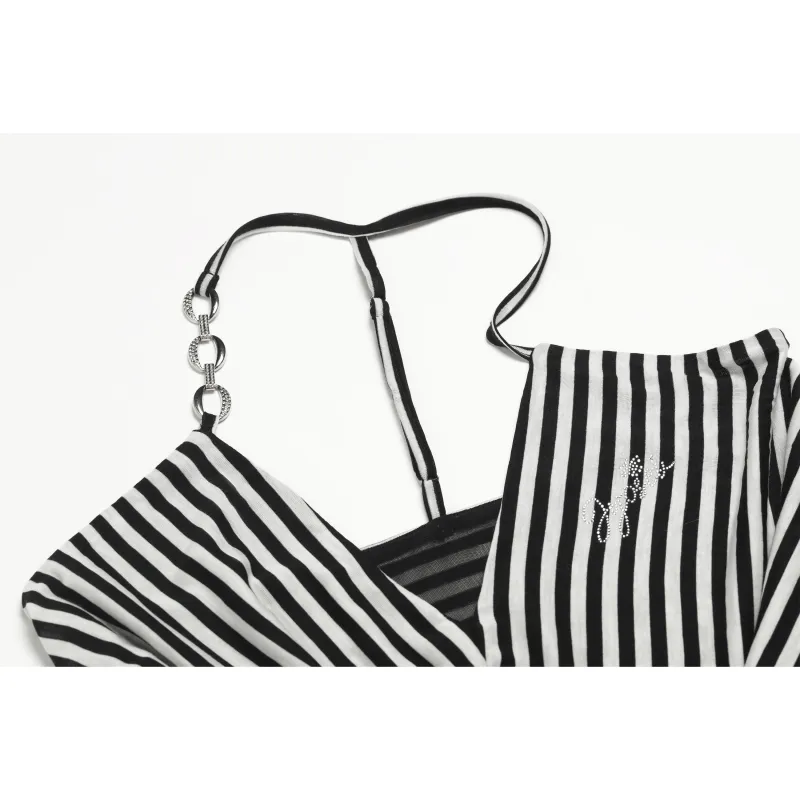 JYOSEI Slip Dresses Women's Stripes-4