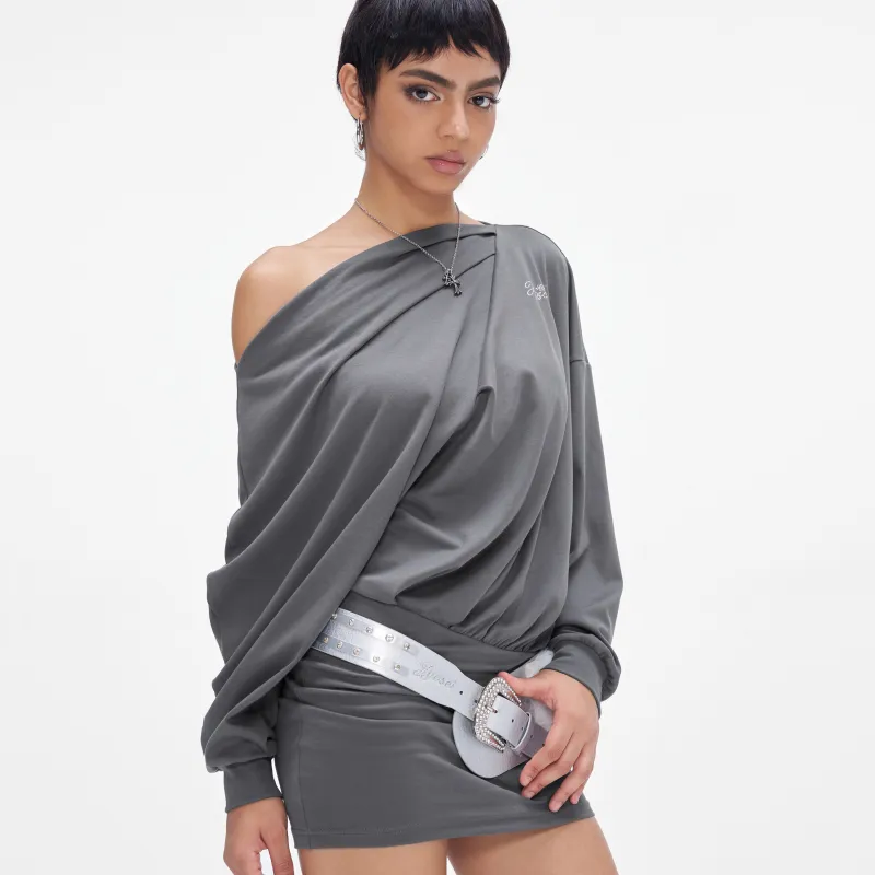 JYOSEI Long Sleeved Dress Women's Gray-3