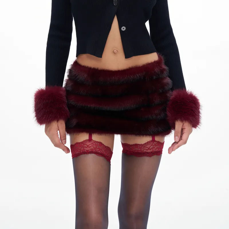 JYOSEI Casual Short Skirts Women's Dark Red-2