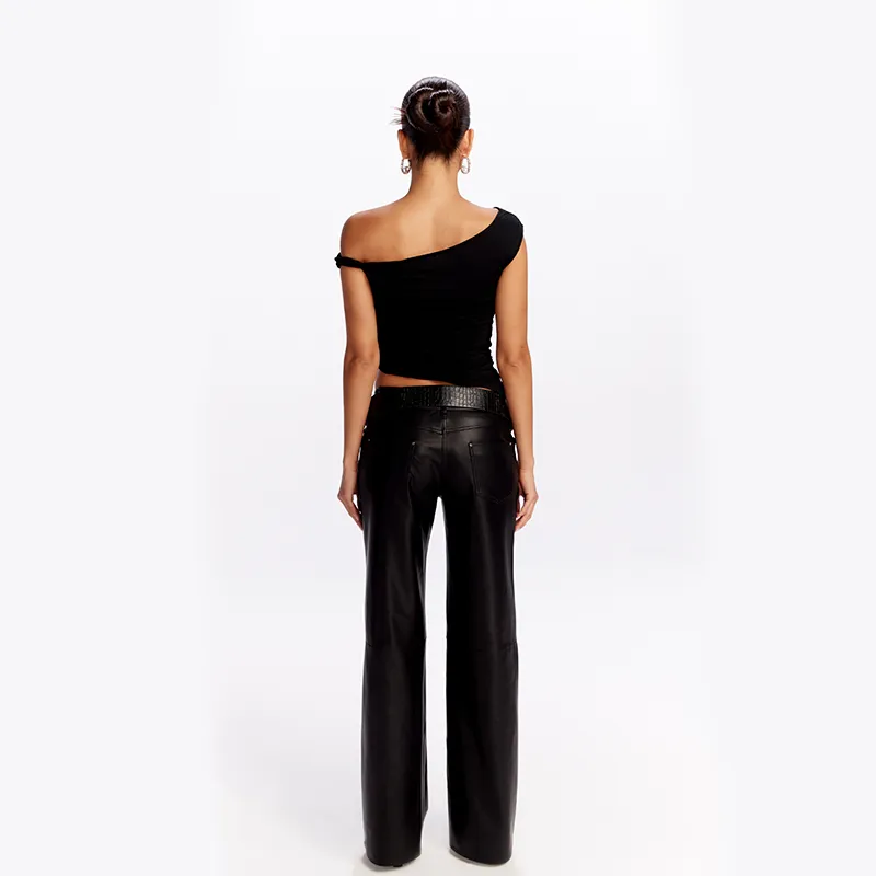JYOSEI Leather Pants Women's Black-3