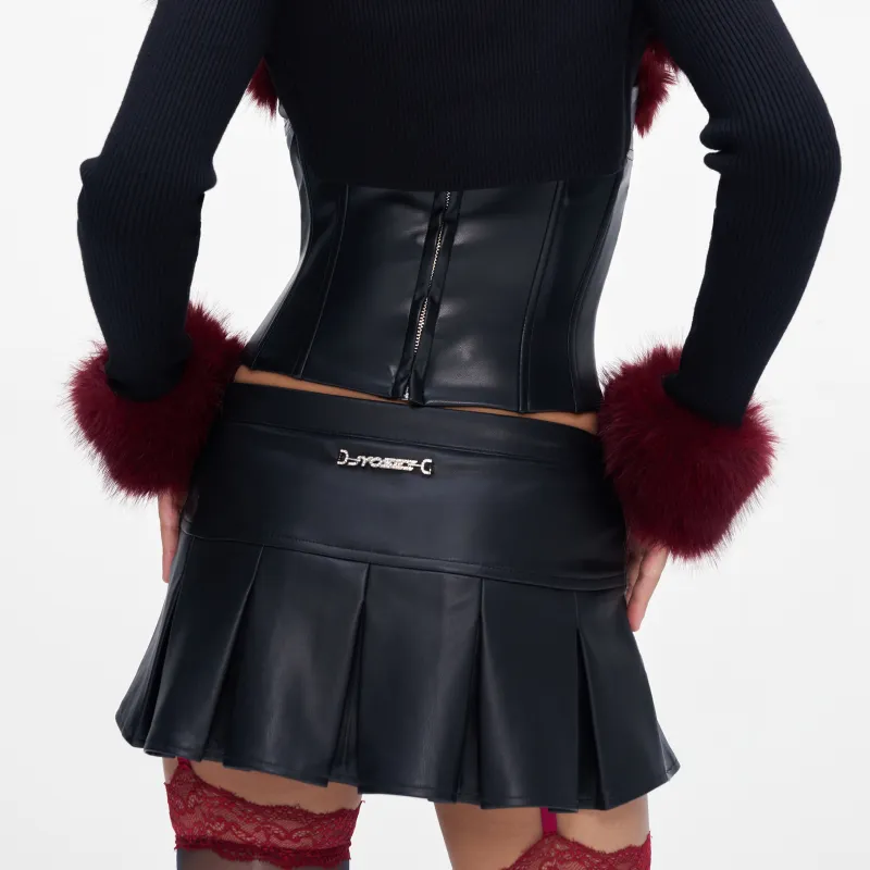 JYOSEI Leather Short Skirts Women's Black-4