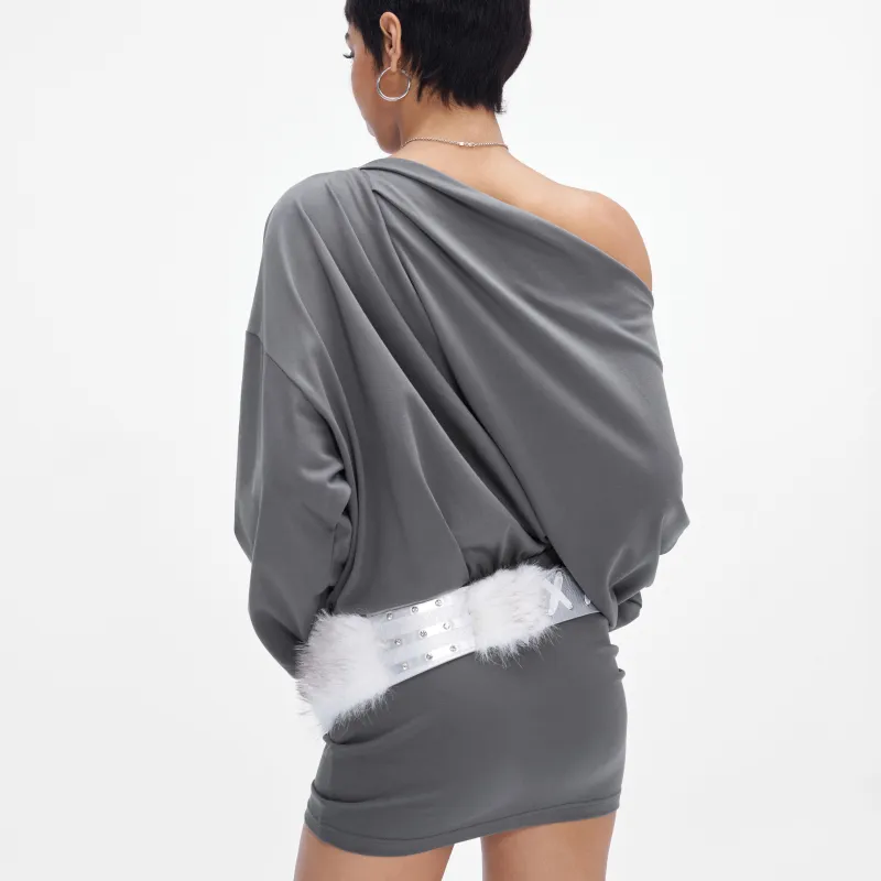 JYOSEI Long Sleeved Dress Women's Gray-4