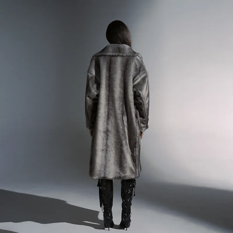 JYOSEI Velvet feel Coat Women's Gradient Gray-3