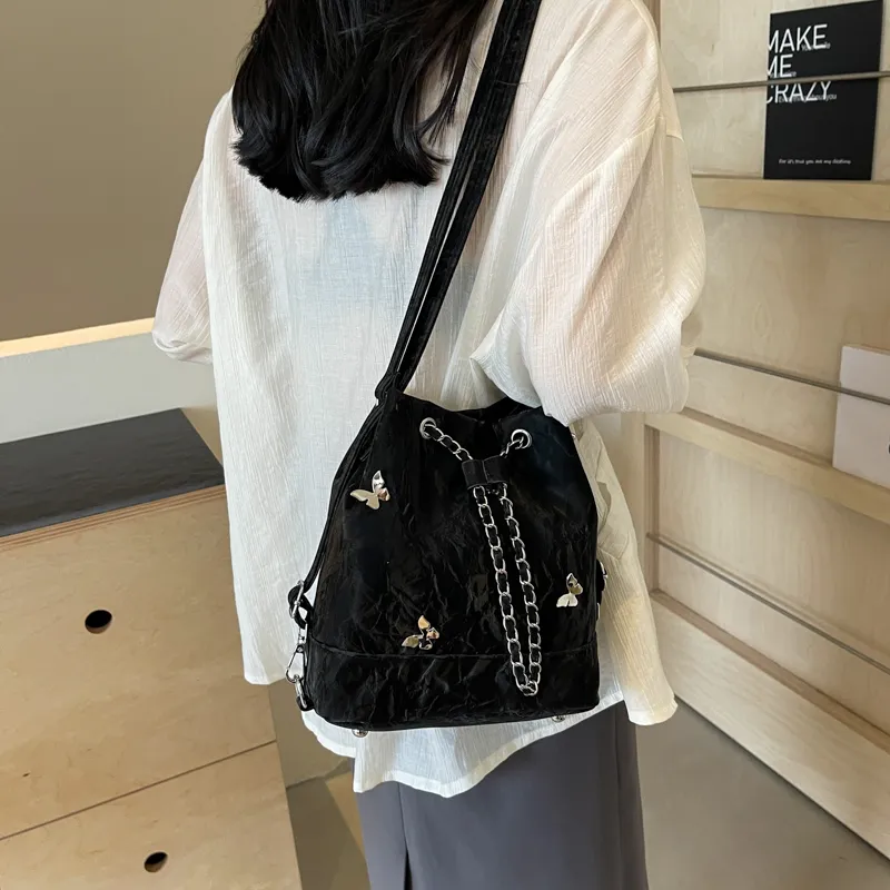 SURELAPTOP PU Backpack Shoulder Bag Regular Women's Black/Ecru/Silver/Green-5