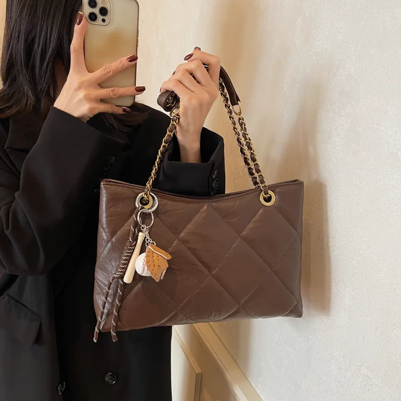 SURELAPTOP PU Shoulder Bag Regular Women's Ecru/Black/Coffee-18