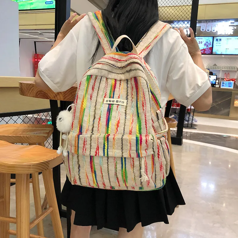 SURELAPTOP Nylon Backpack Women's Rainbow-2