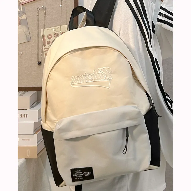 SURELAPTOP Nylon Backpack Unisex Red Blue/Black/Apricot-9