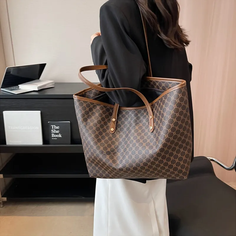 SURELAPTOP PU Tote Bag Shopping Bag Shoulder Bags Large Size Women's Multicolor-24