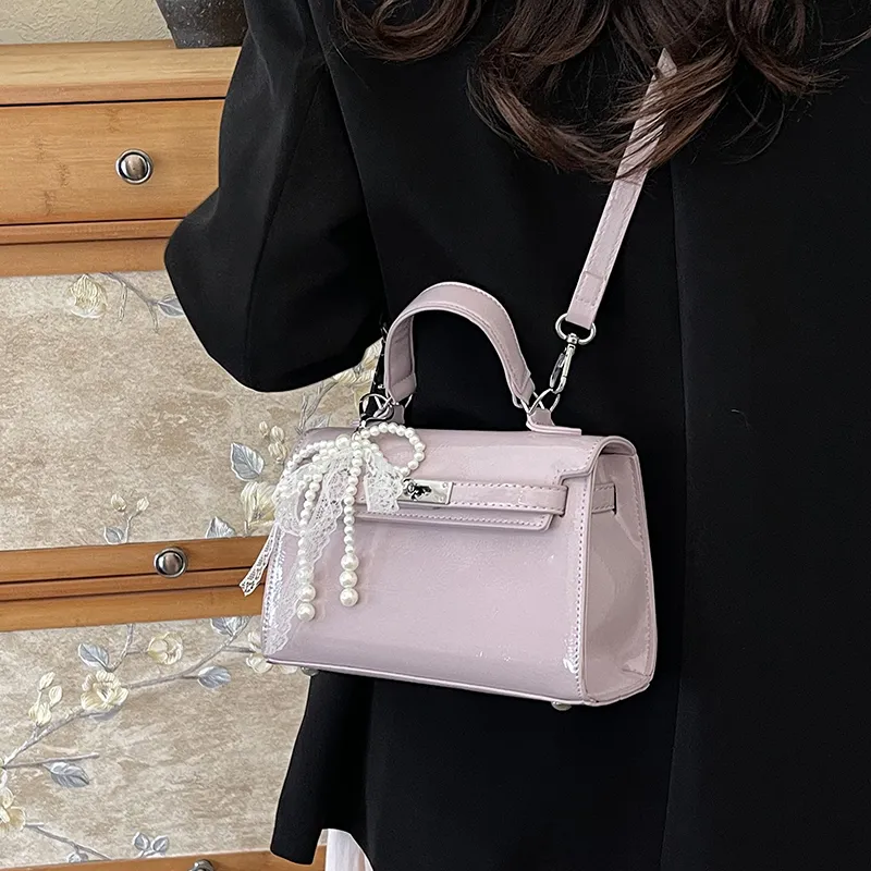 SURELAPTOP Patent Leather Handbag Regular Women's Multicolor-16