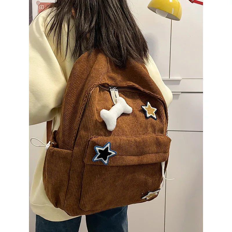 SURELAPTOP Corduroy Backpack Unisex Multicolor-17