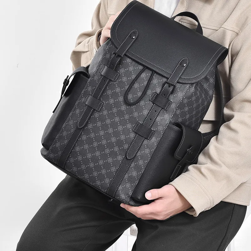 SURELAPTOP PVC Backpacks Backpack Large Size Unisex Black-4