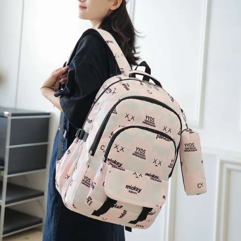 SURELAPTOP Oxford Laptop Backpack Regular Unisex Black/Gray/Pink/Blue-7