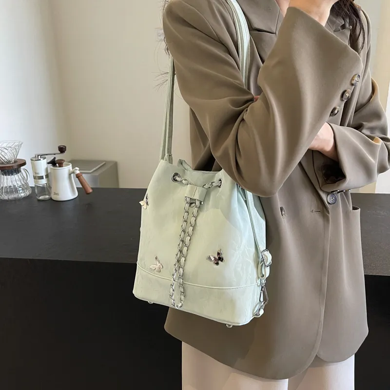 SURELAPTOP PU Backpack Shoulder Bag Regular Women's Black/Ecru/Silver/Green-22