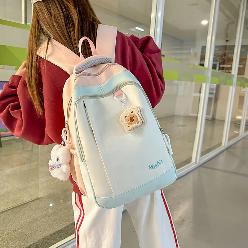 SURELAPTOP Nylon Backpack Women's Multicolor-6