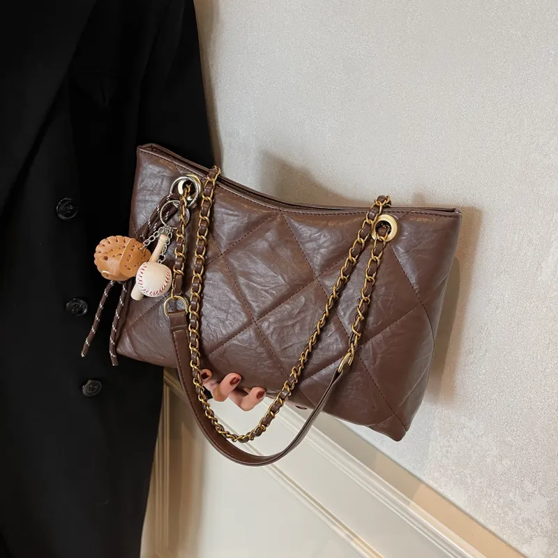 SURELAPTOP PU Shoulder Bag Regular Women's Ecru/Black/Coffee-20