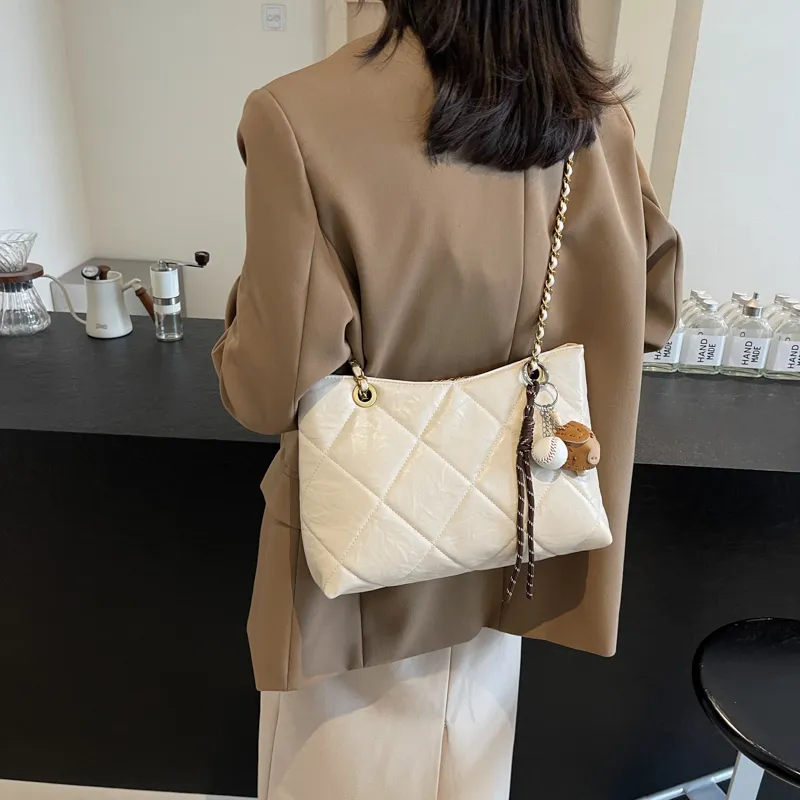 SURELAPTOP PU Shoulder Bag Regular Women's Ecru/Black/Coffee-1