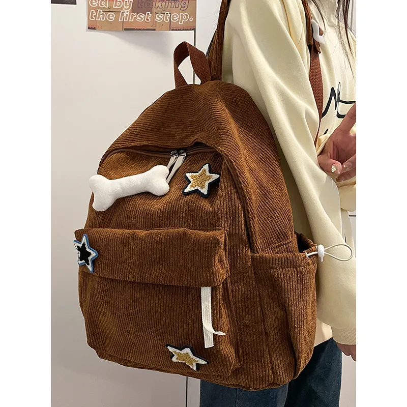 SURELAPTOP Corduroy Backpack Unisex Multicolor-16