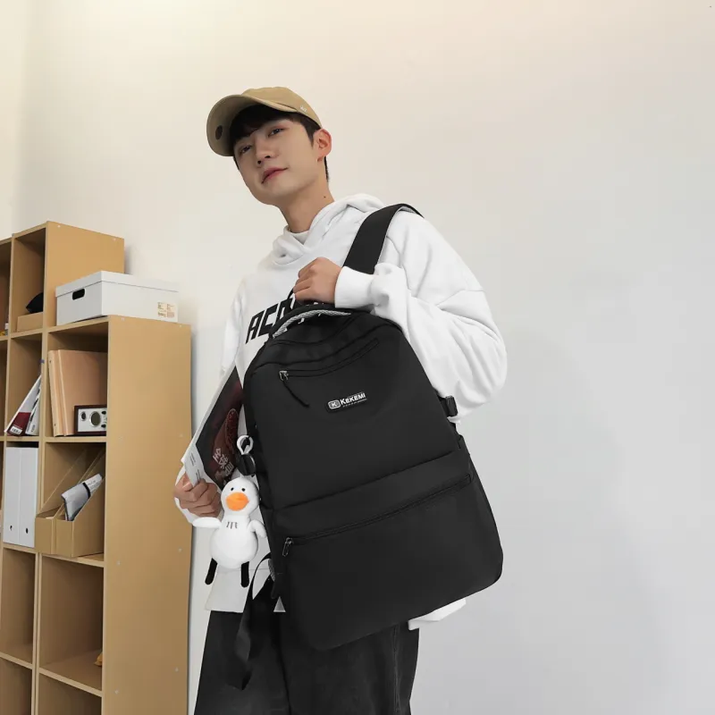 SURELAPTOP Nylon Backpack Unisex Ecru/Black-4
