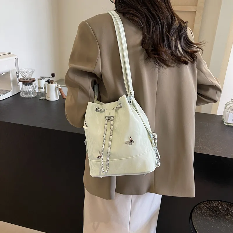 SURELAPTOP PU Backpack Shoulder Bag Regular Women's Black/Ecru/Silver/Green-27