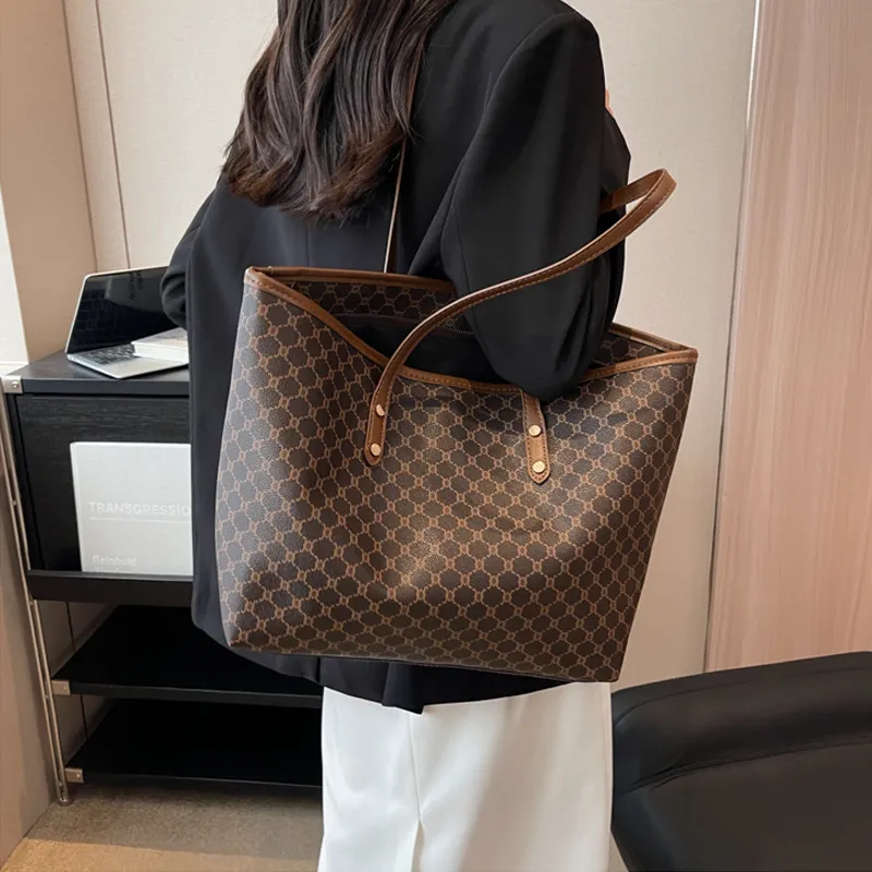 SURELAPTOP PU Tote Bag Shopping Bag Shoulder Bags Large Size Women's Multicolor-23