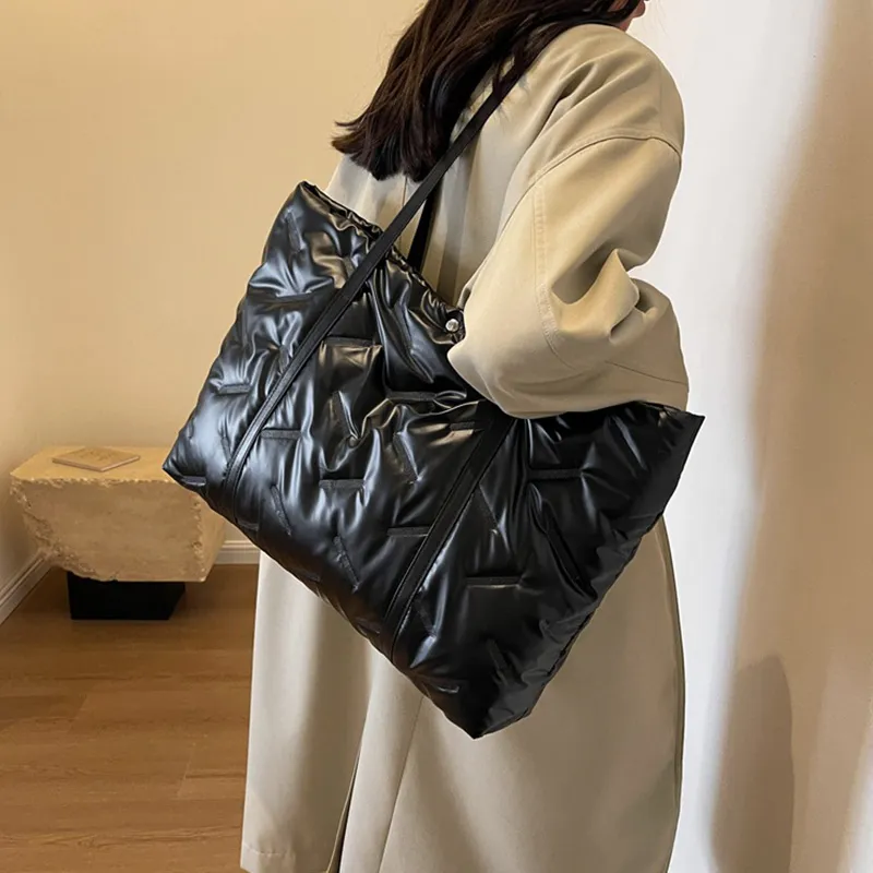 SURELAPTOP Cotton Shoulder Bag Tote Shoulder Bag Large Size Women's White/Black/Green/Silver-5