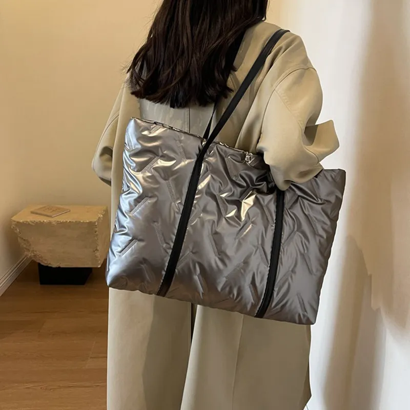 SURELAPTOP Cotton Shoulder Bag Tote Shoulder Bag Large Size Women's White/Black/Green/Silver-13