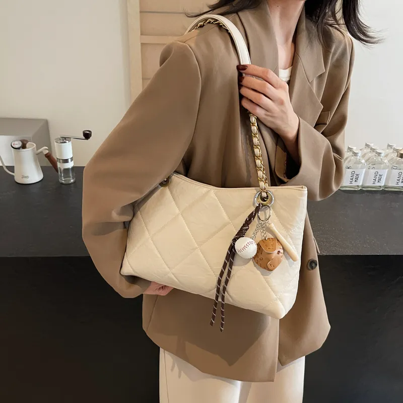 SURELAPTOP PU Shoulder Bag Regular Women's Ecru/Black/Coffee-6