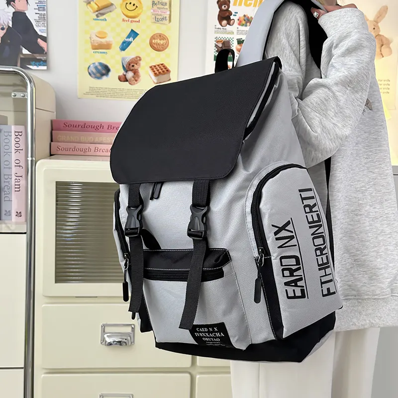 SURELAPTOP Nylon Backpack Unisex Gray/Black-2