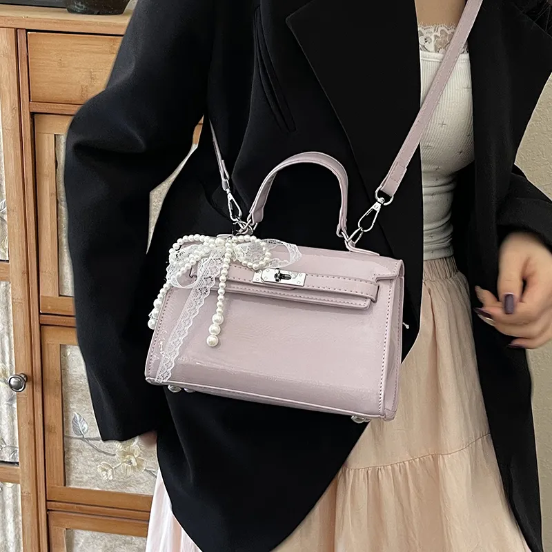 SURELAPTOP Patent Leather Handbag Regular Women's Multicolor-18