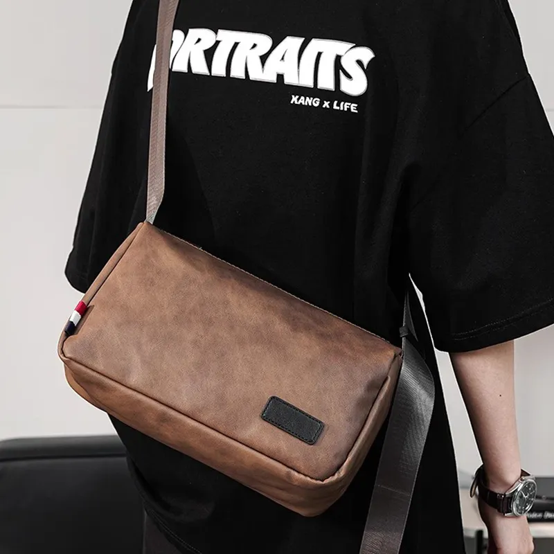 SURELAPTOP PU Envelope Bag Messenger Bag Shoulder Bag Crossbody Bag Men's Black/Coffee-8